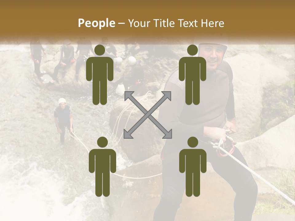 A Group Of People Climbing Up A Mountain PowerPoint Template
