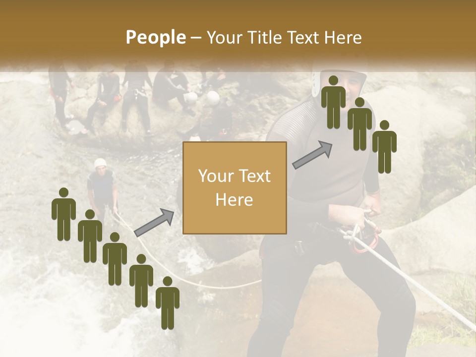 A Group Of People Climbing Up A Mountain PowerPoint Template