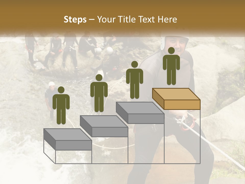 A Group Of People Climbing Up A Mountain PowerPoint Template