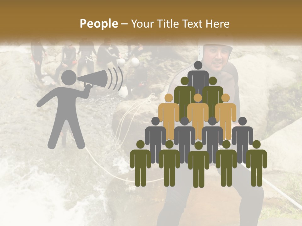 A Group Of People Climbing Up A Mountain PowerPoint Template