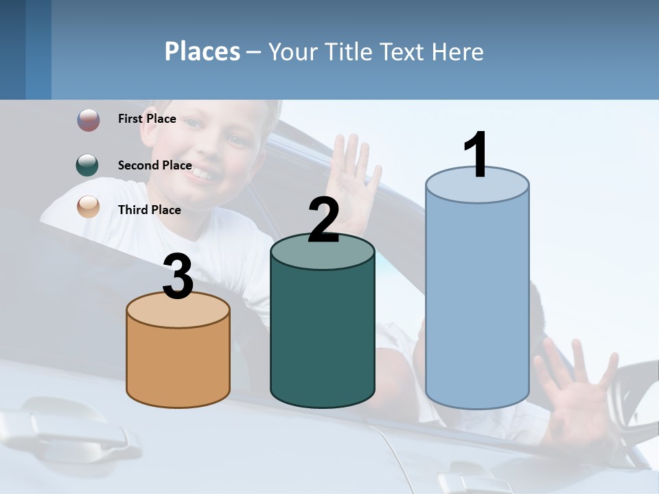 A Man And A Boy Waving Out Of A Car Window PowerPoint Template