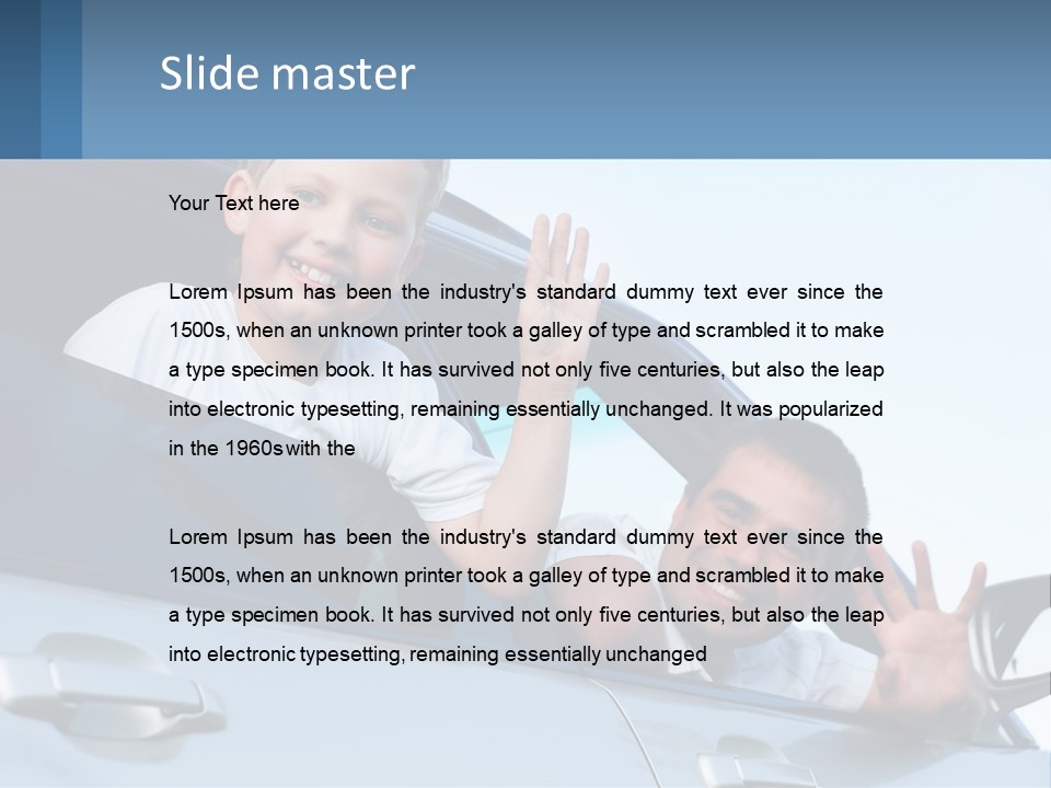 A Man And A Boy Waving Out Of A Car Window PowerPoint Template