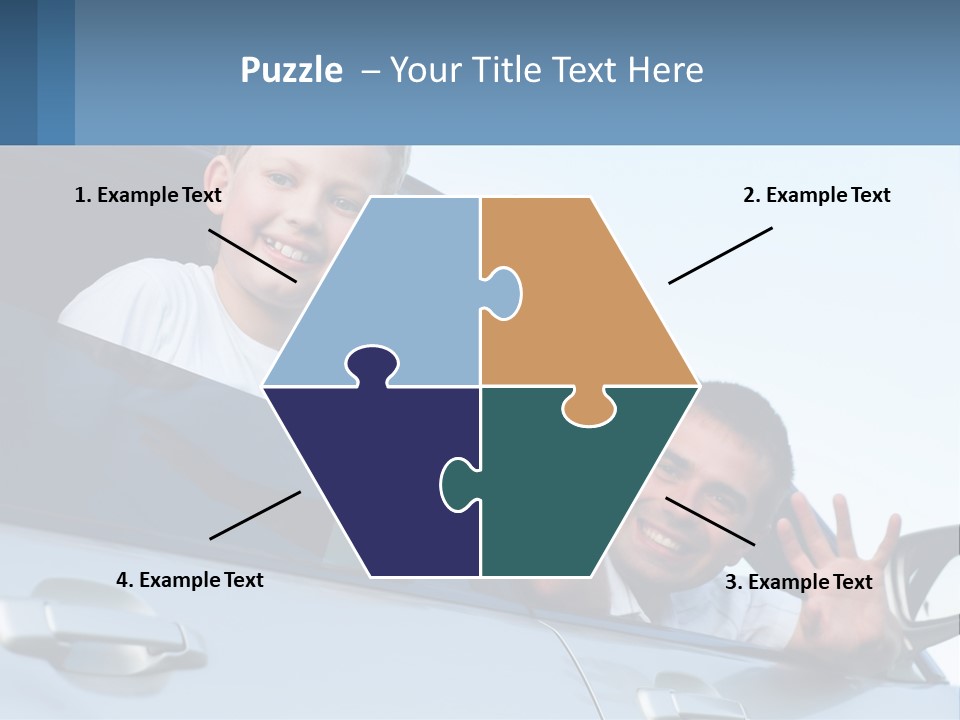 A Man And A Boy Waving Out Of A Car Window PowerPoint Template