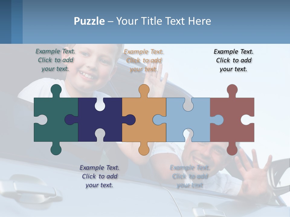 A Man And A Boy Waving Out Of A Car Window PowerPoint Template