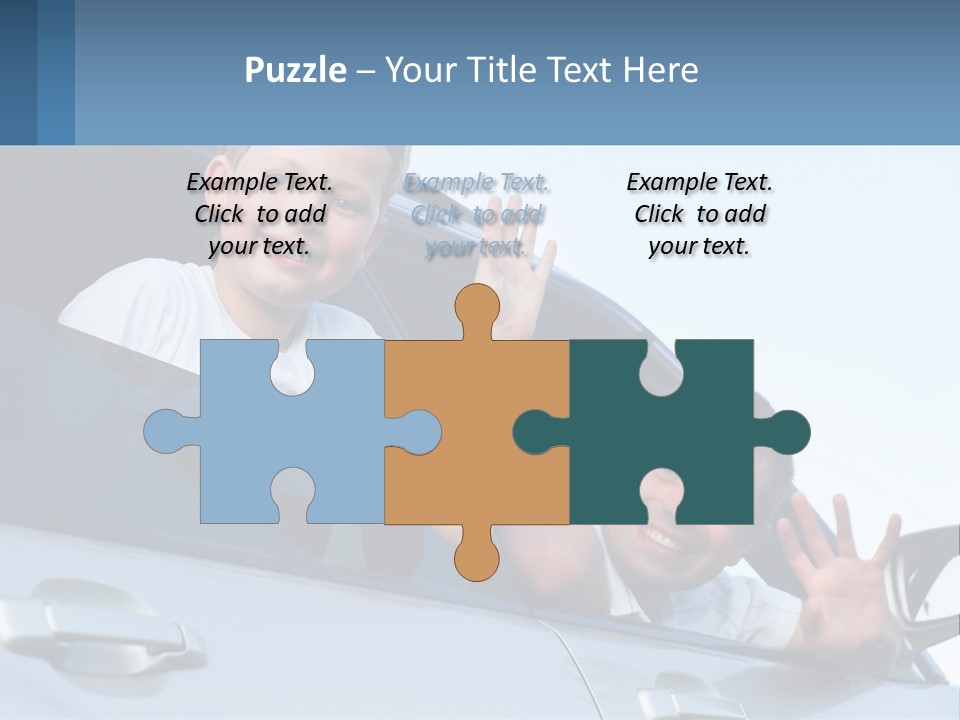 A Man And A Boy Waving Out Of A Car Window PowerPoint Template