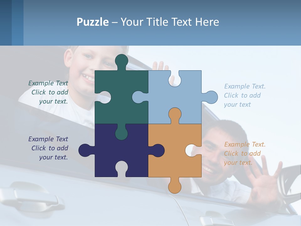 A Man And A Boy Waving Out Of A Car Window PowerPoint Template