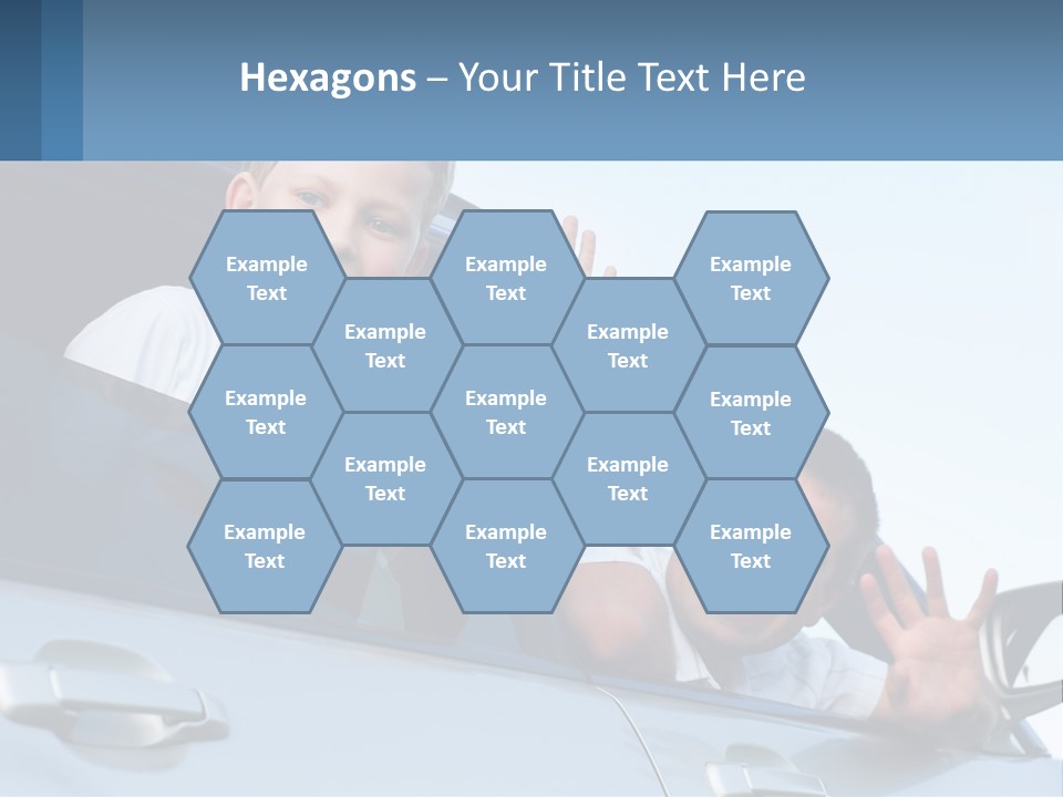 A Man And A Boy Waving Out Of A Car Window PowerPoint Template