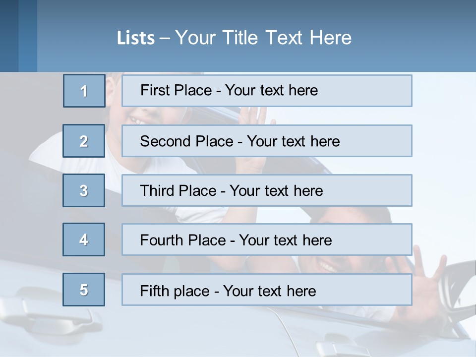A Man And A Boy Waving Out Of A Car Window PowerPoint Template