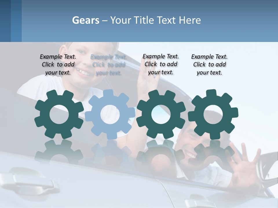 A Man And A Boy Waving Out Of A Car Window PowerPoint Template