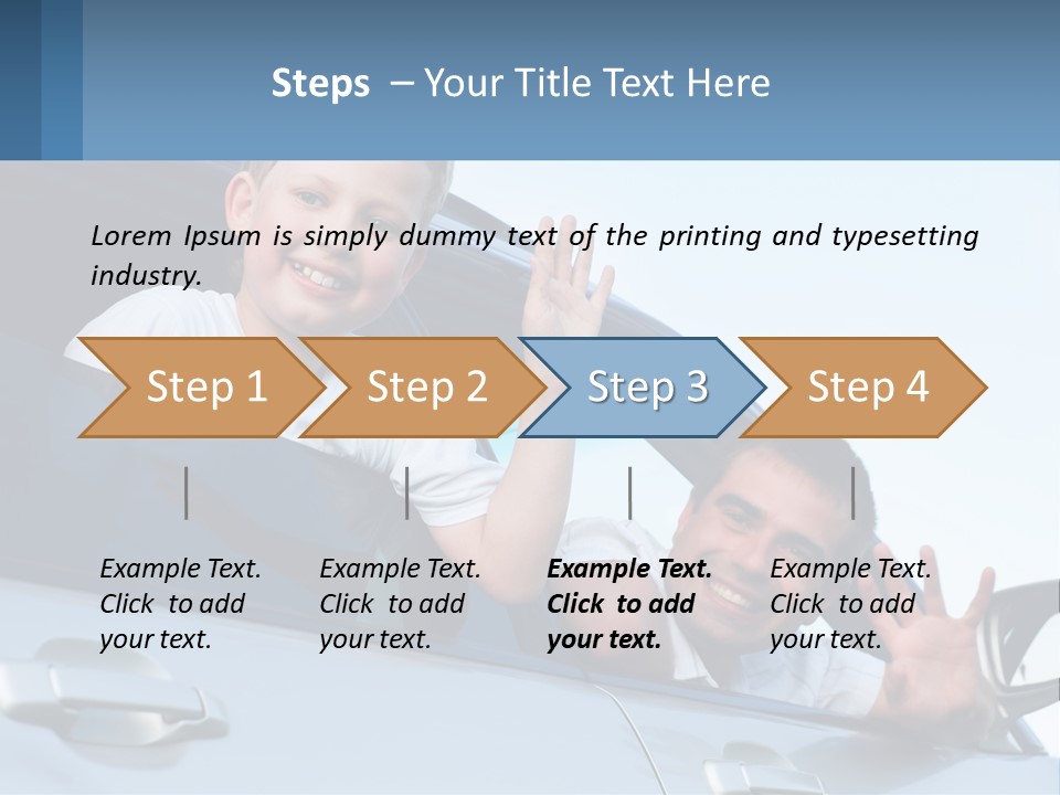 A Man And A Boy Waving Out Of A Car Window PowerPoint Template