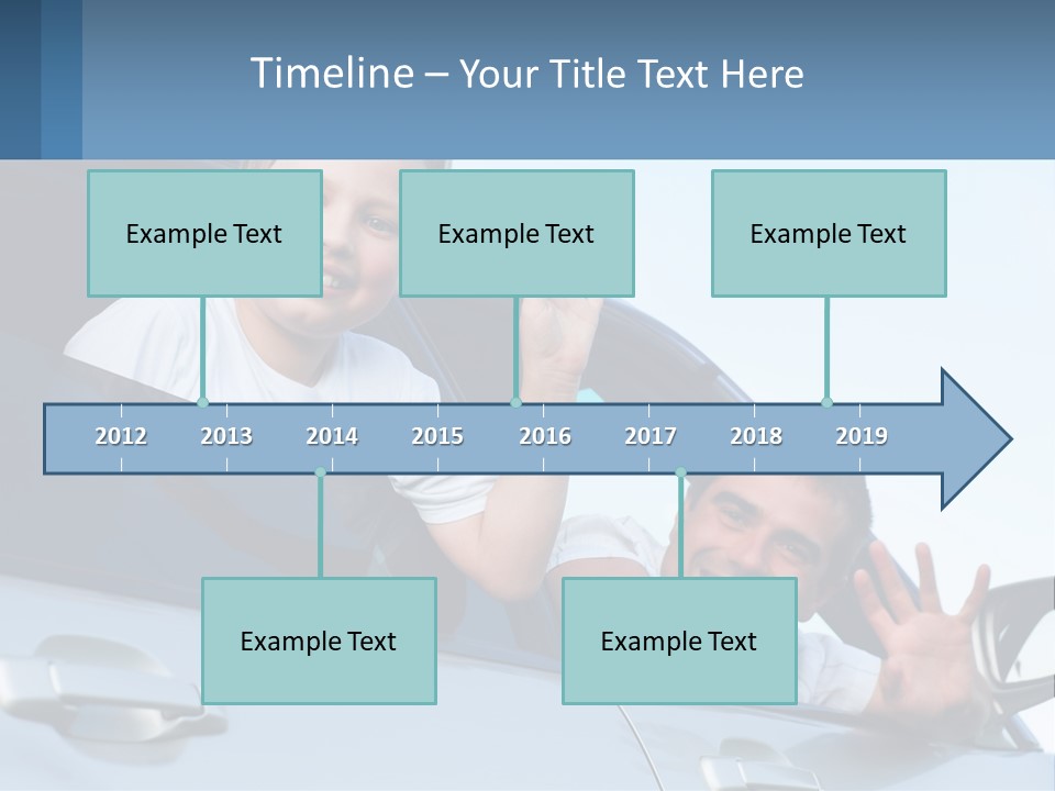A Man And A Boy Waving Out Of A Car Window PowerPoint Template