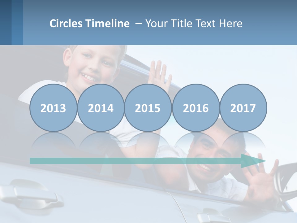 A Man And A Boy Waving Out Of A Car Window PowerPoint Template