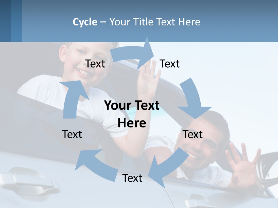 A Man And A Boy Waving Out Of A Car Window PowerPoint Template