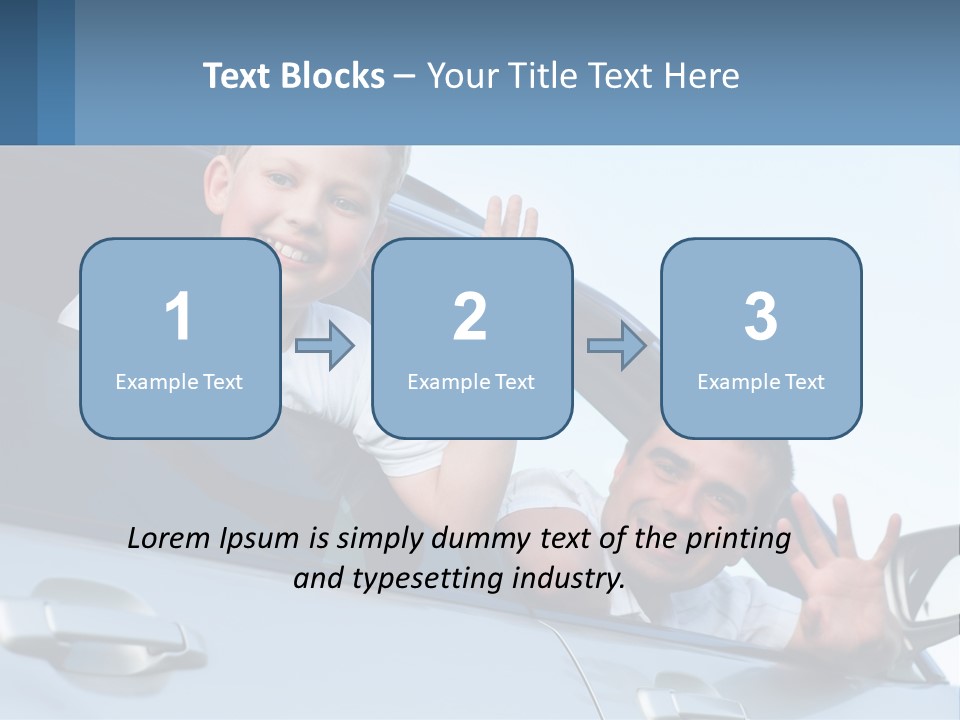 A Man And A Boy Waving Out Of A Car Window PowerPoint Template