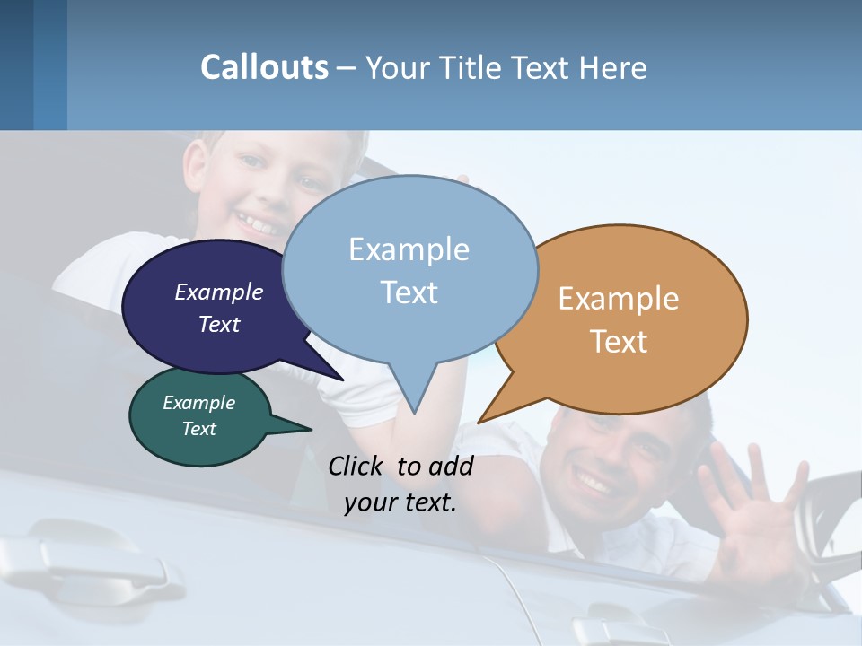 A Man And A Boy Waving Out Of A Car Window PowerPoint Template