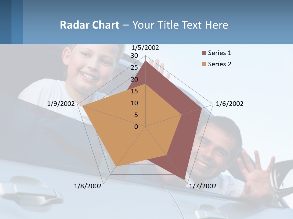 A Man And A Boy Waving Out Of A Car Window PowerPoint Template