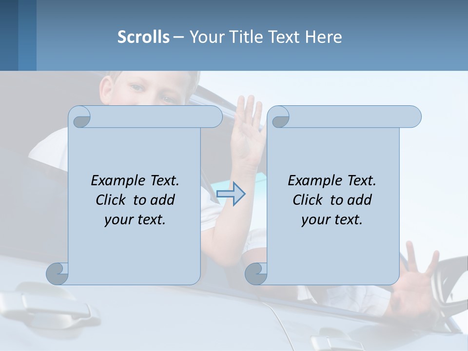 A Man And A Boy Waving Out Of A Car Window PowerPoint Template