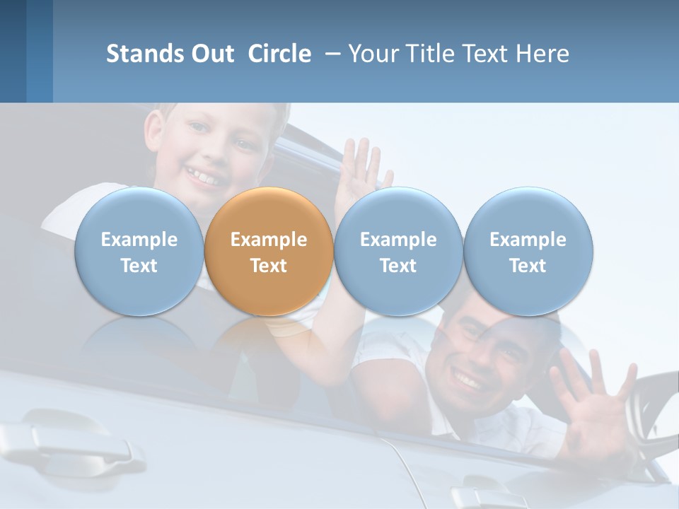 A Man And A Boy Waving Out Of A Car Window PowerPoint Template