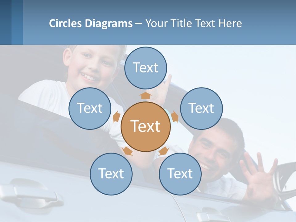 A Man And A Boy Waving Out Of A Car Window PowerPoint Template