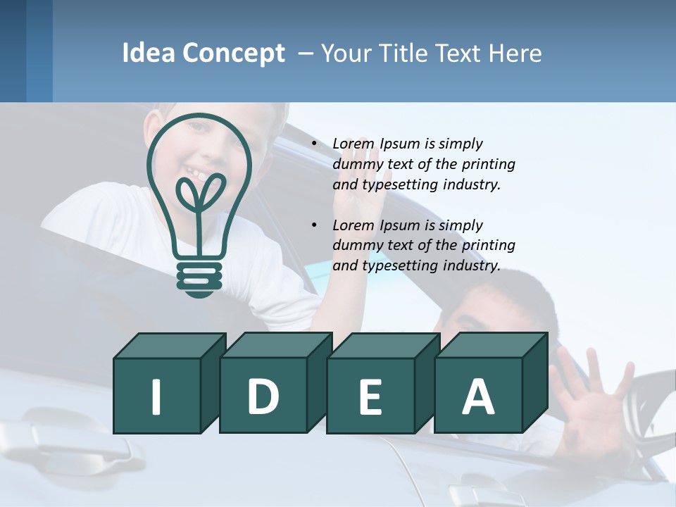 A Man And A Boy Waving Out Of A Car Window PowerPoint Template