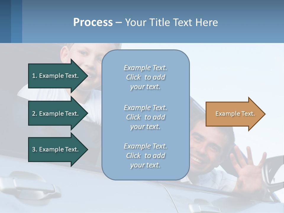 A Man And A Boy Waving Out Of A Car Window PowerPoint Template