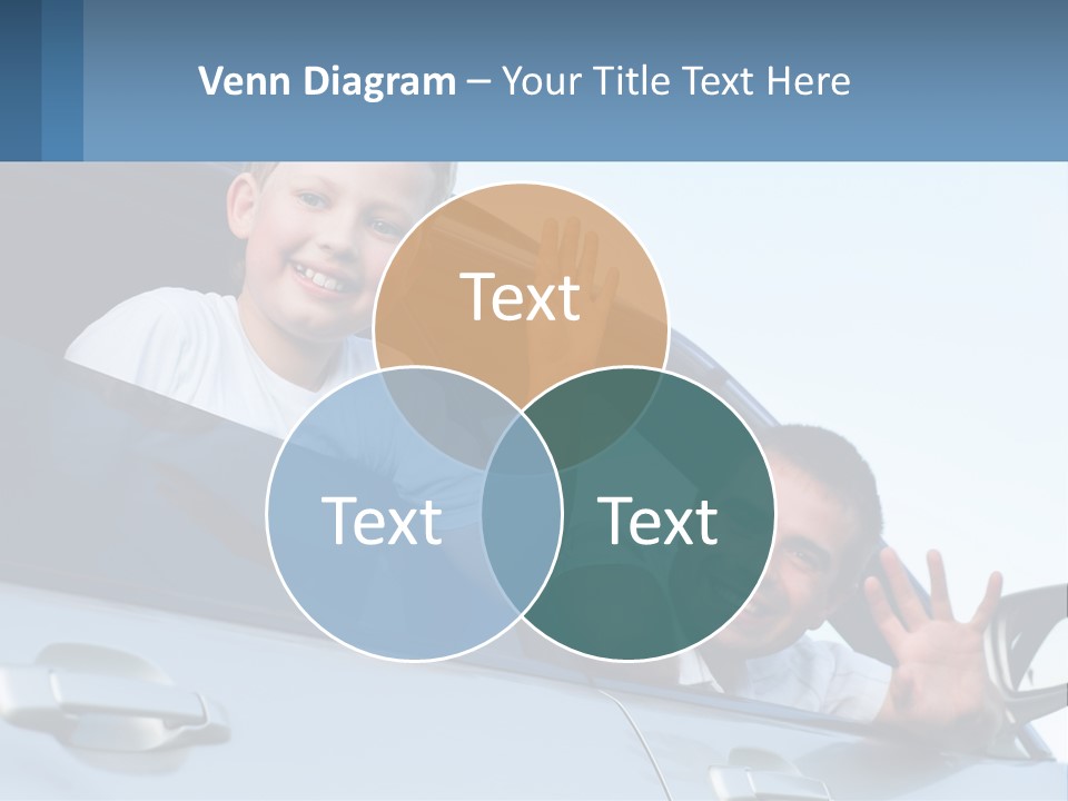 A Man And A Boy Waving Out Of A Car Window PowerPoint Template