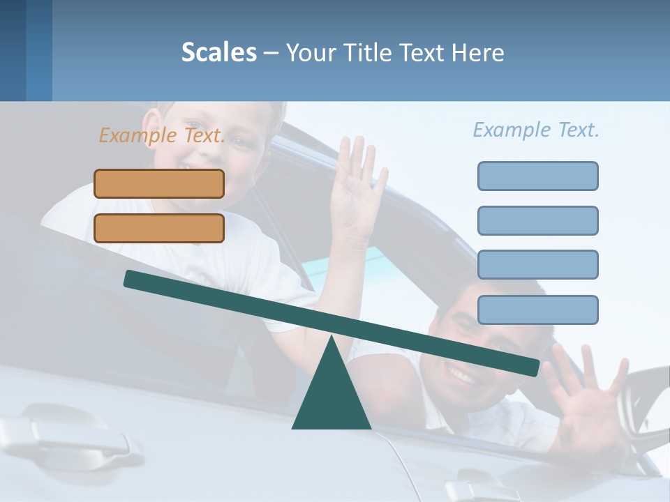 A Man And A Boy Waving Out Of A Car Window PowerPoint Template