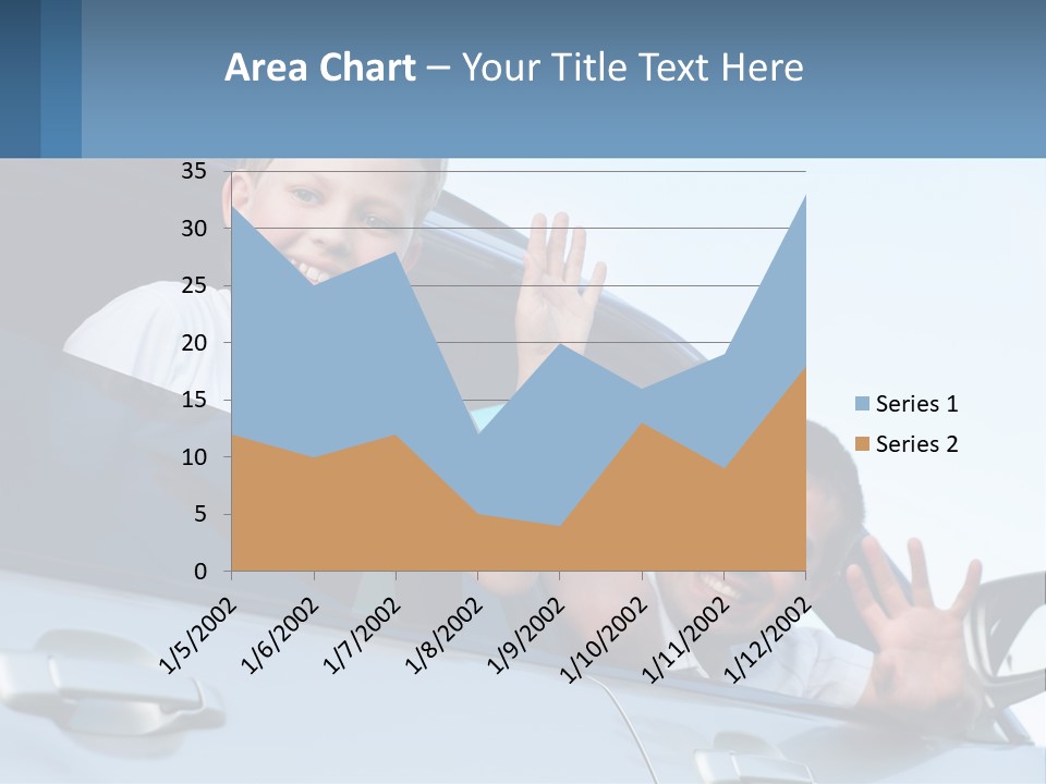 A Man And A Boy Waving Out Of A Car Window PowerPoint Template