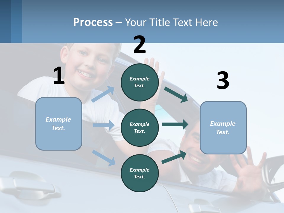 A Man And A Boy Waving Out Of A Car Window PowerPoint Template