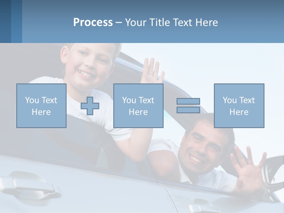 A Man And A Boy Waving Out Of A Car Window PowerPoint Template