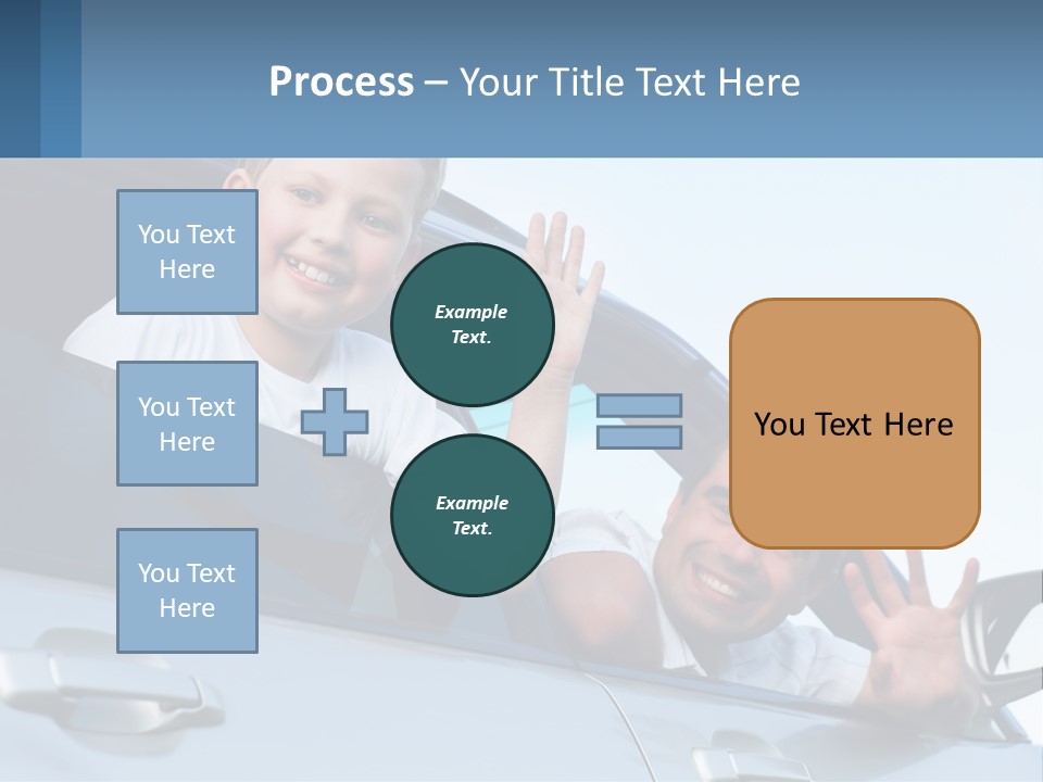 A Man And A Boy Waving Out Of A Car Window PowerPoint Template