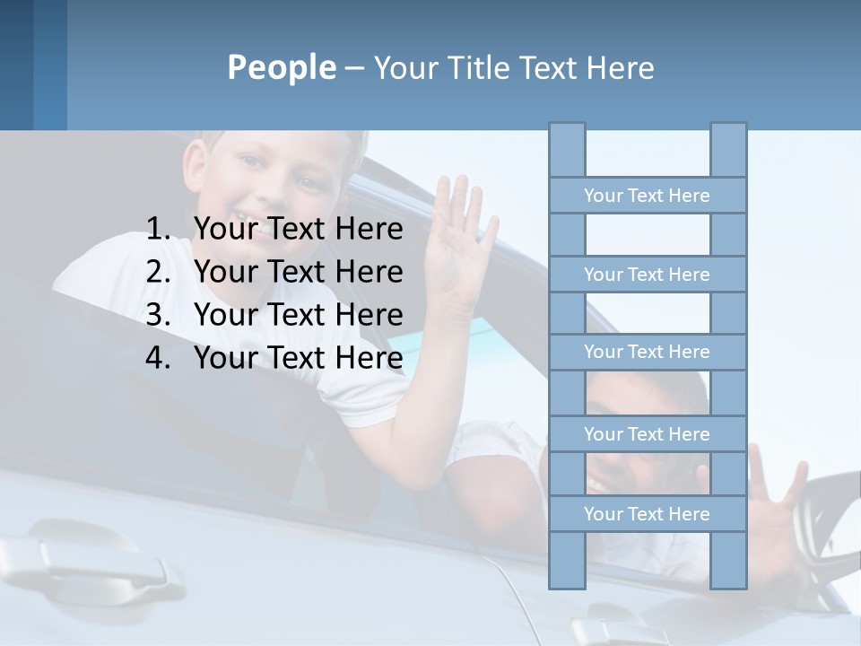 A Man And A Boy Waving Out Of A Car Window PowerPoint Template