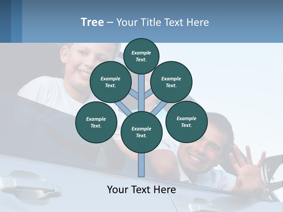 A Man And A Boy Waving Out Of A Car Window PowerPoint Template