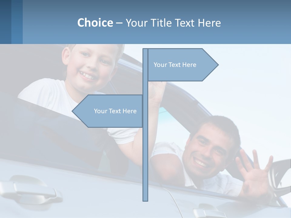 A Man And A Boy Waving Out Of A Car Window PowerPoint Template