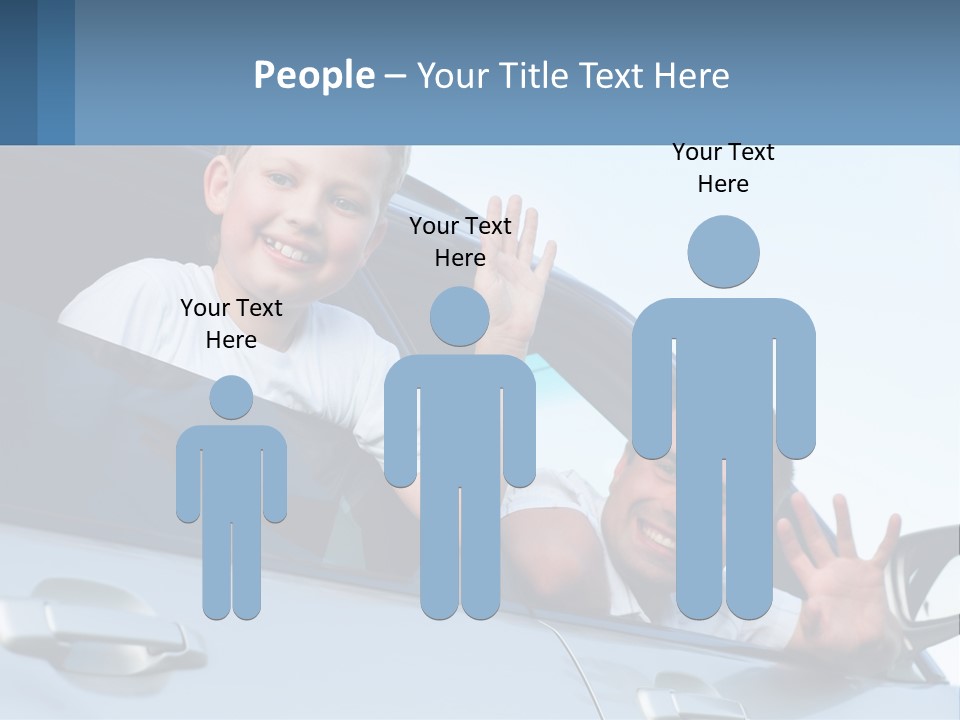 A Man And A Boy Waving Out Of A Car Window PowerPoint Template