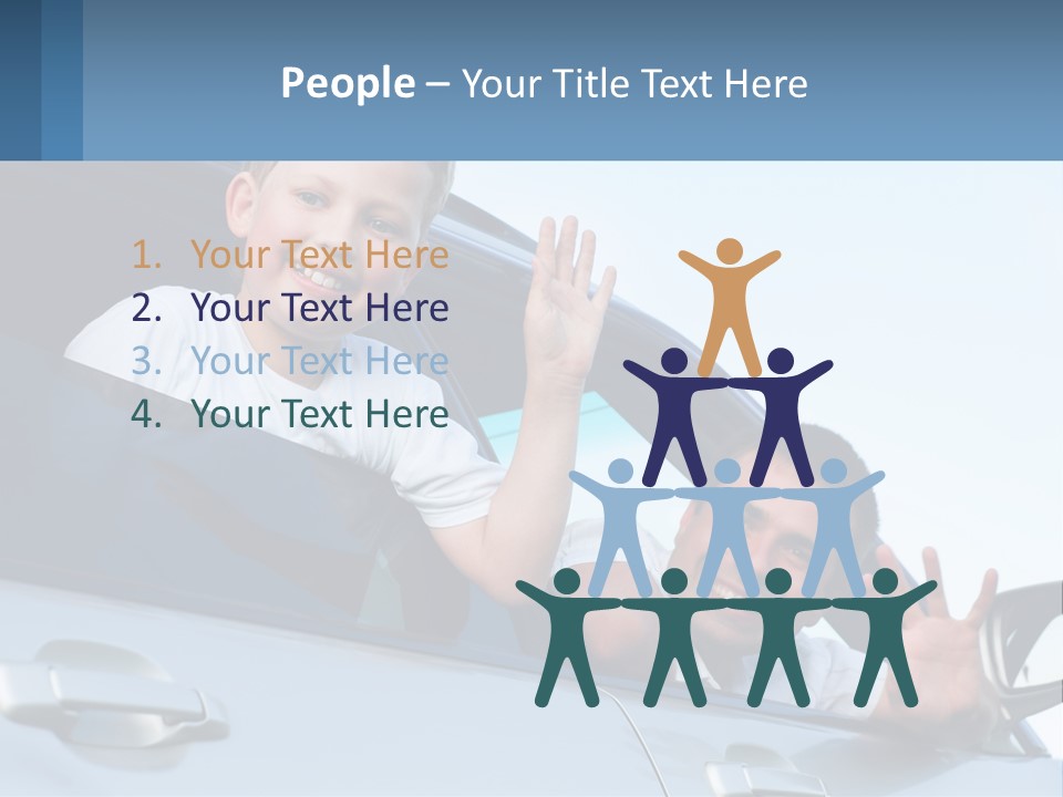 A Man And A Boy Waving Out Of A Car Window PowerPoint Template