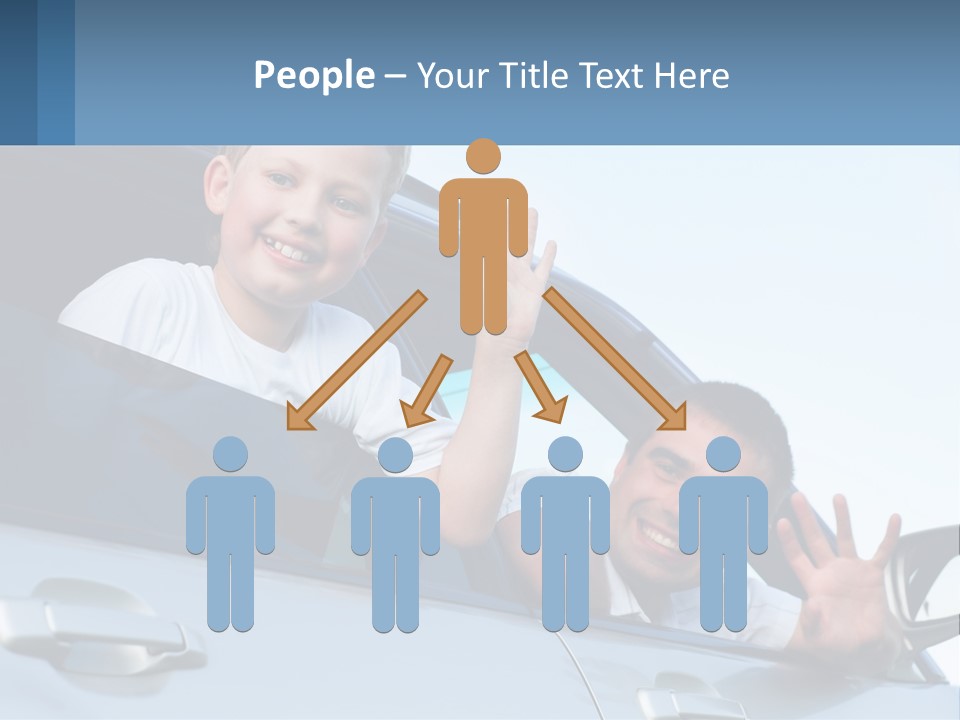 A Man And A Boy Waving Out Of A Car Window PowerPoint Template