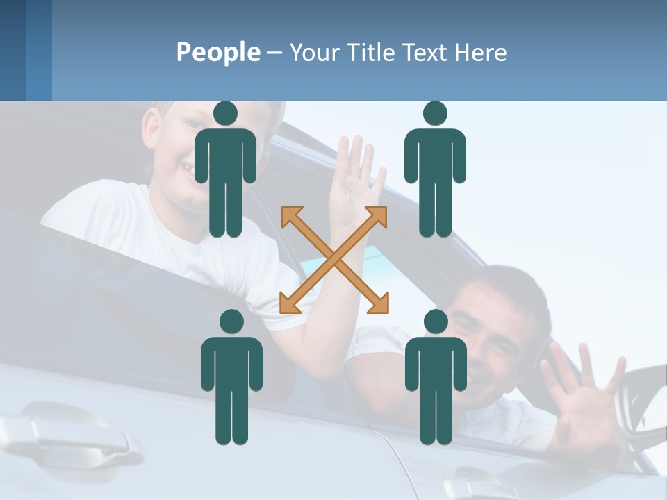 A Man And A Boy Waving Out Of A Car Window PowerPoint Template