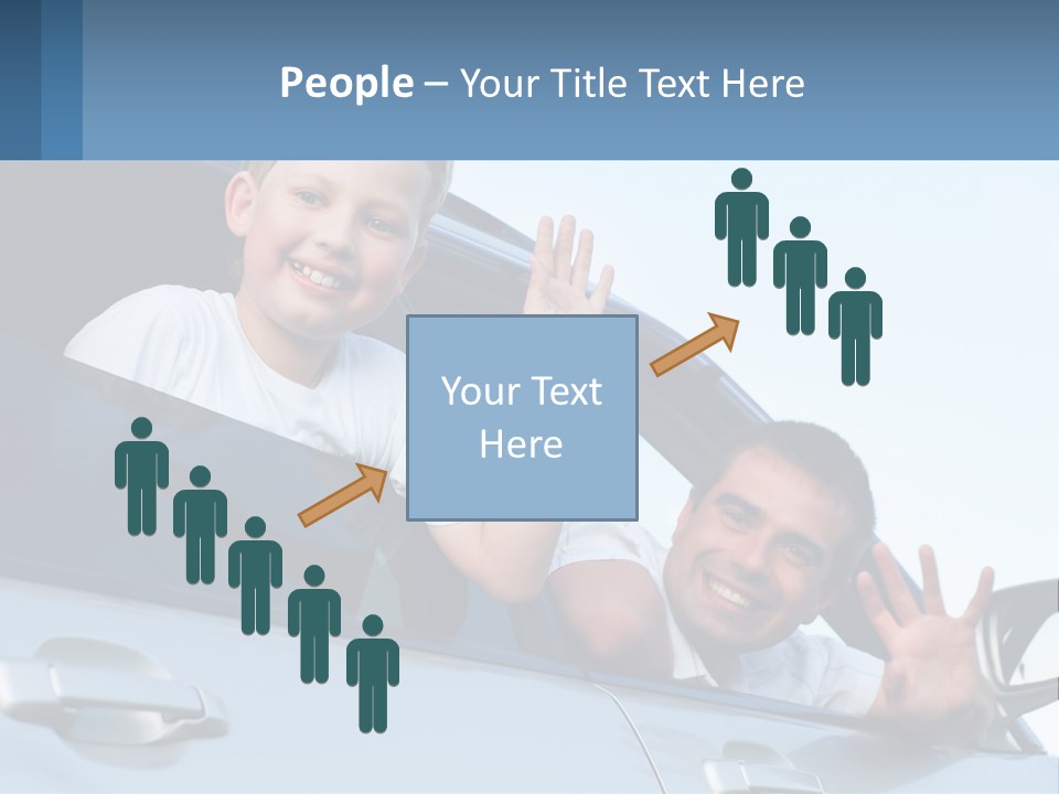 A Man And A Boy Waving Out Of A Car Window PowerPoint Template