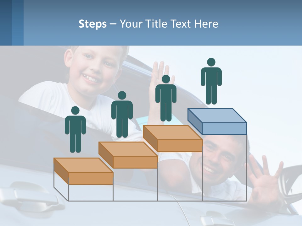 A Man And A Boy Waving Out Of A Car Window PowerPoint Template