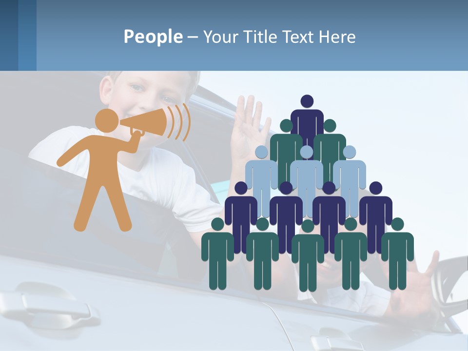 A Man And A Boy Waving Out Of A Car Window PowerPoint Template