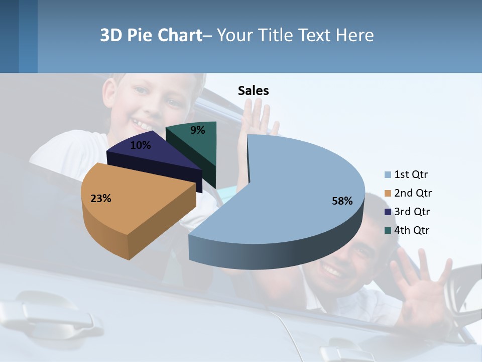 A Man And A Boy Waving Out Of A Car Window PowerPoint Template