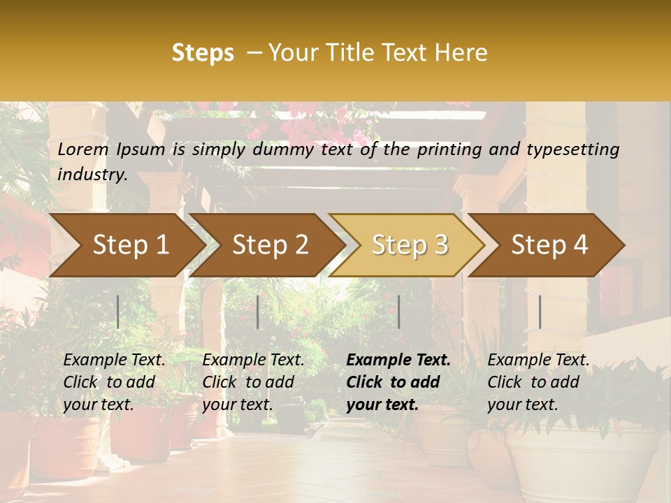 A Large Group Of Potted Plants On A Patio PowerPoint Template