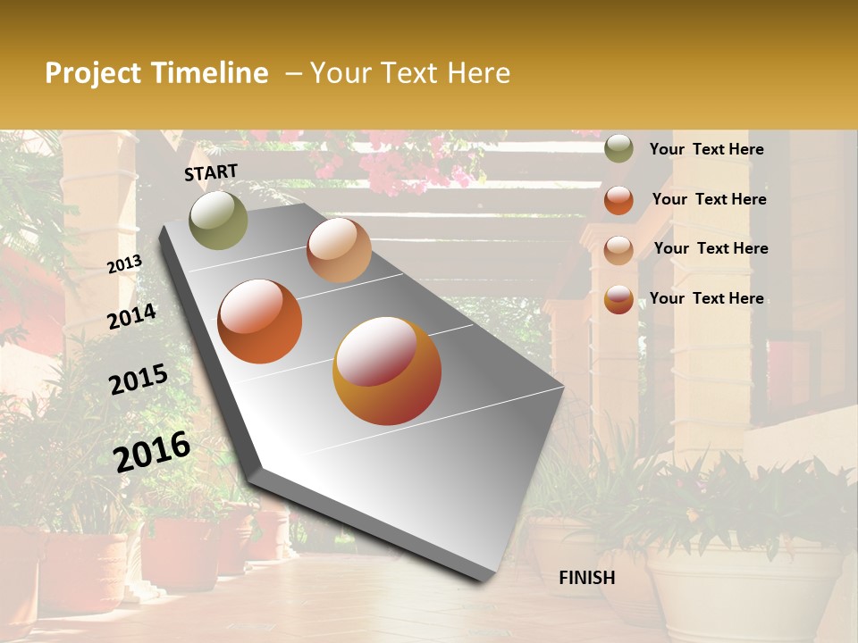 A Large Group Of Potted Plants On A Patio PowerPoint Template