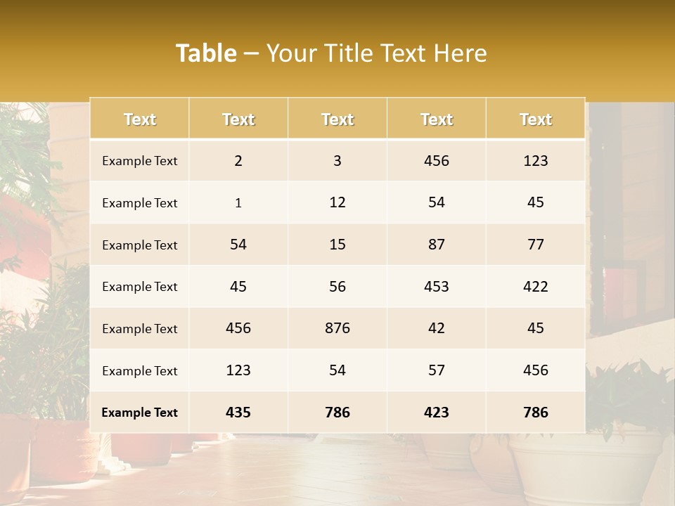 A Large Group Of Potted Plants On A Patio PowerPoint Template