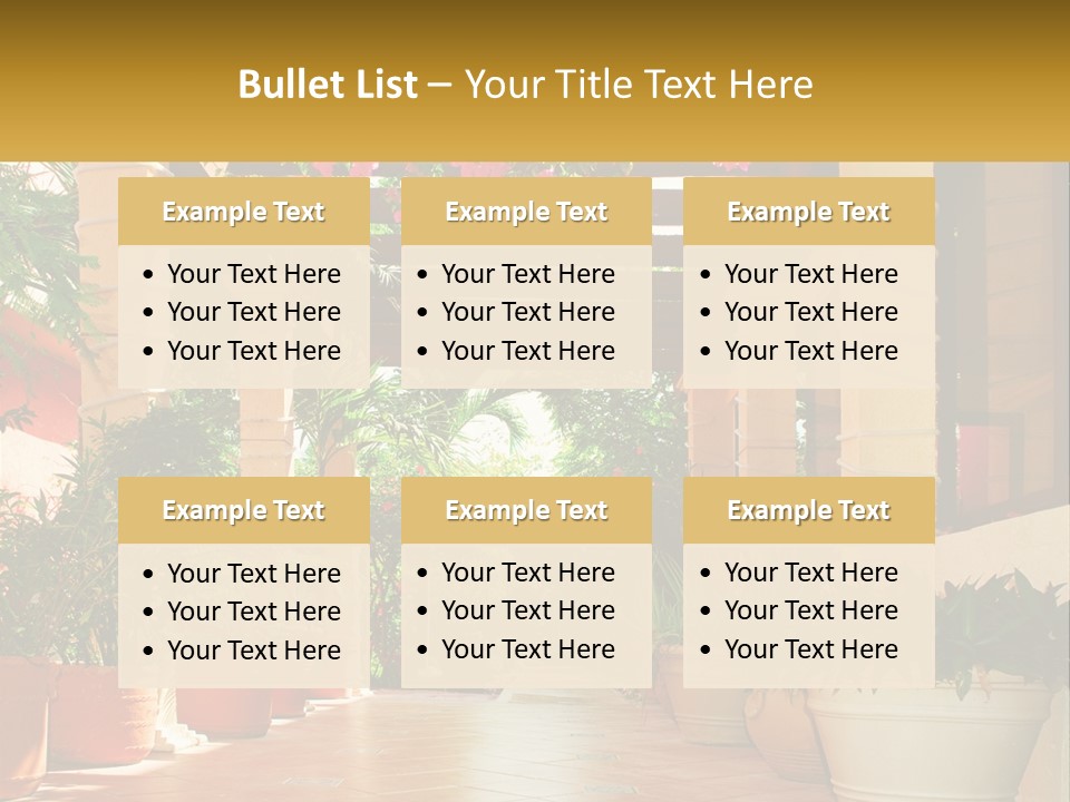 A Large Group Of Potted Plants On A Patio PowerPoint Template