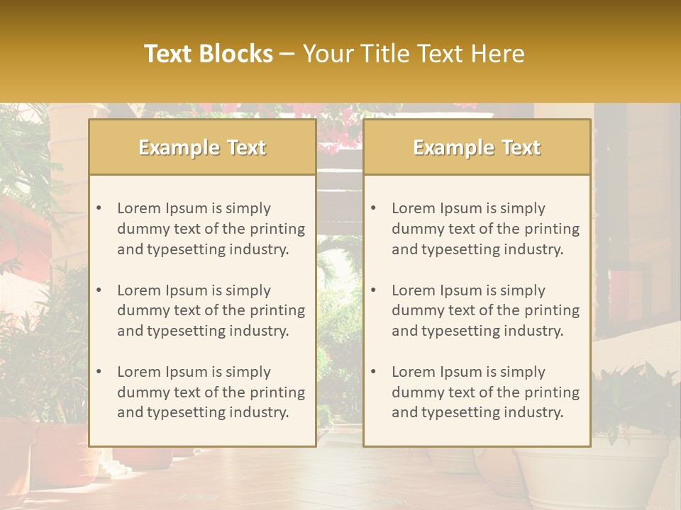 A Large Group Of Potted Plants On A Patio PowerPoint Template