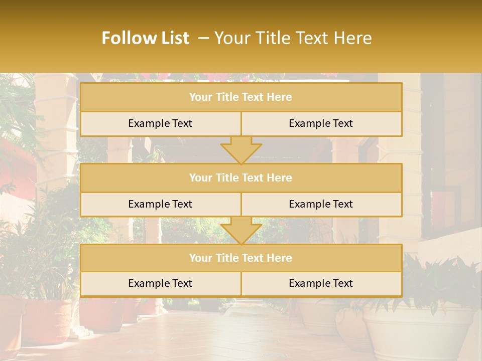 A Large Group Of Potted Plants On A Patio PowerPoint Template