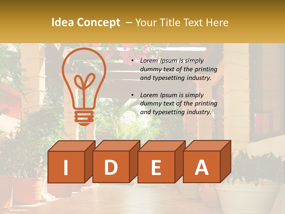 A Large Group Of Potted Plants On A Patio PowerPoint Template