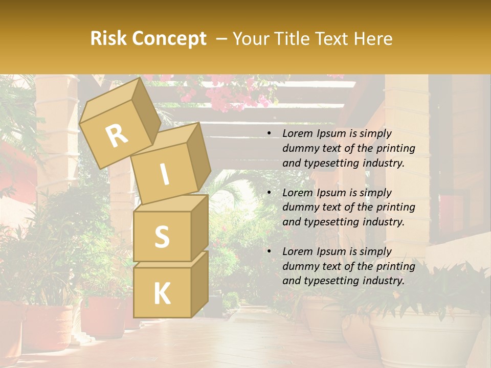 A Large Group Of Potted Plants On A Patio PowerPoint Template